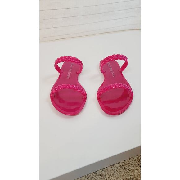 Stuart Weitzman Braida Sawyer Jelly Sandals in Magenta, sz 9 - Picture 13 of 14